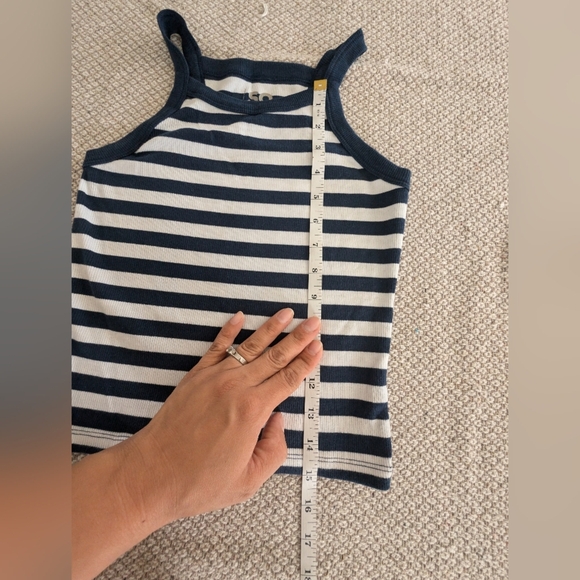 Striped Navy and White Women's Tank Top - Picture 4 of 4